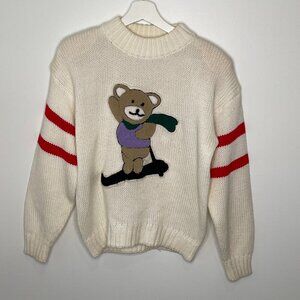 Vintage 90s Teddy Bear Varsity Sweater Medium